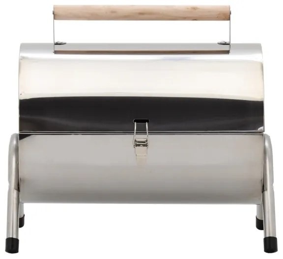 Prenosný gril na drevené uhlie lesklý chróm