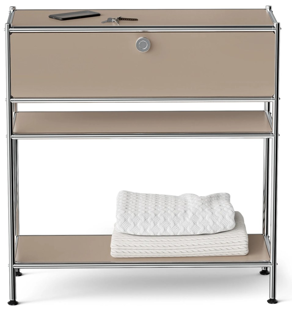 Kovová konzola »CN3 Slim Line« so zásuvkou, hnedosivá