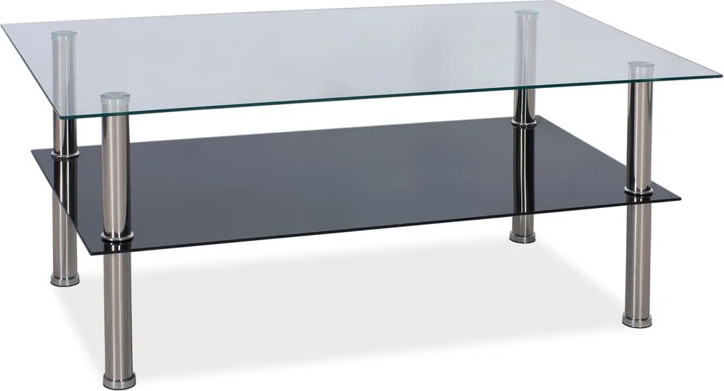 SIGNAL Tessa T2 sklenený konferenčný stolík priehľadná / chrómová / čierna