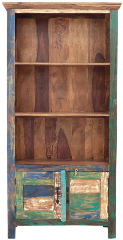 furniture-nabytek.cz - Rustikálna knižnica 90x180x35 z recyklovaného mangového dreva