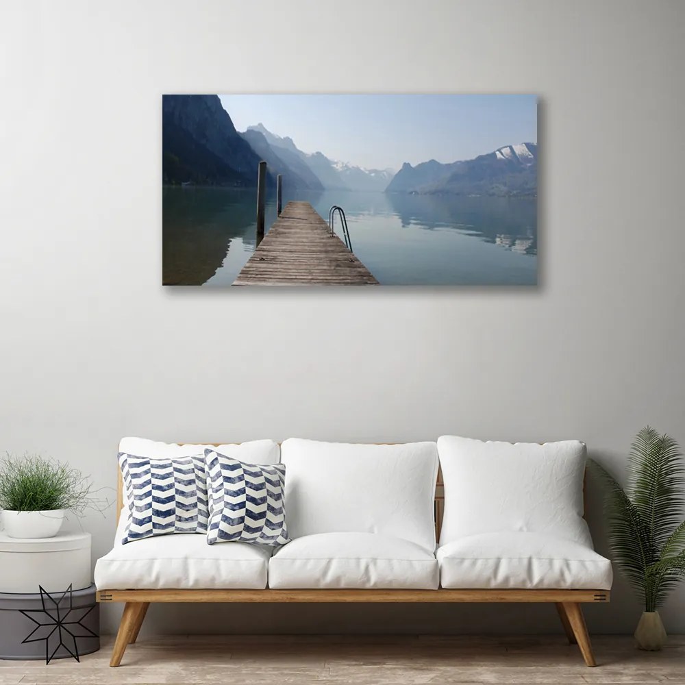 Obraz Canvas Mólo jazero hory príroda 120x60 cm