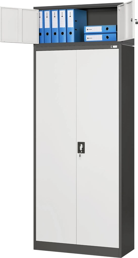 Nadstavec na skriňu, antracitovo-biela, 900x380x400 mm: EWA