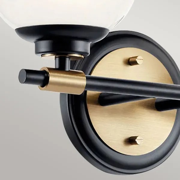 Kichler KL-BENNO2-BK-CPZ-LED Kúpeľňové svietidlo BENNO 2xLED/3W/230V čierna/zlatá IP44