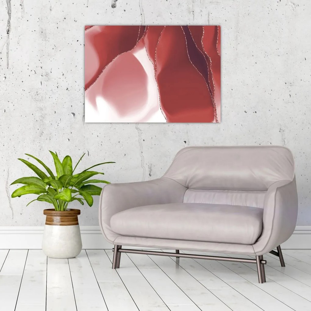 Obraz - Červená abstraktná kvetina N⁰3 (70x50 cm)