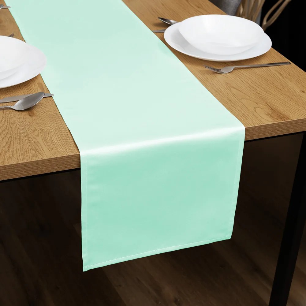 Biante Saténový behúň na stôl polyesterový Satén LUX-059 Svetlo mintový 35x140 cm