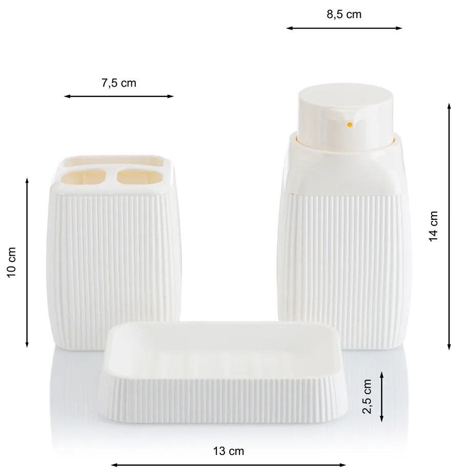 Sada kúpeľňových doplnkov Crystal, biela