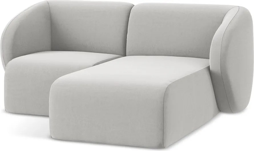 Svetlosivá zamatová rohová pohovka (pravý roh/s leňoškou) Lani – Makamii