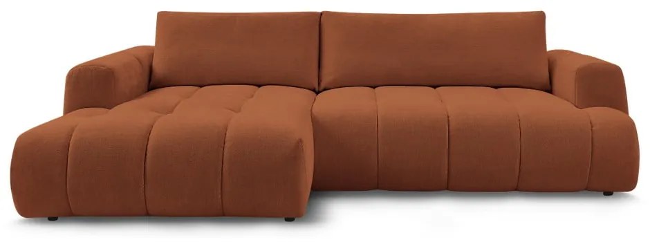 Rozkladacia/s úložným priestorom rohová pohovka v tehlovej farbe (ľavý roh/s leňoškou) Fuji – Bobochic Paris