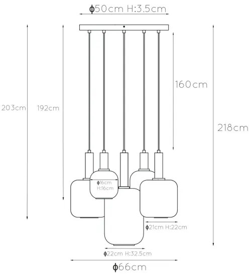 Lucide 45494/15/65 - Luster na lanku JOANET 5xE27/40W/230V