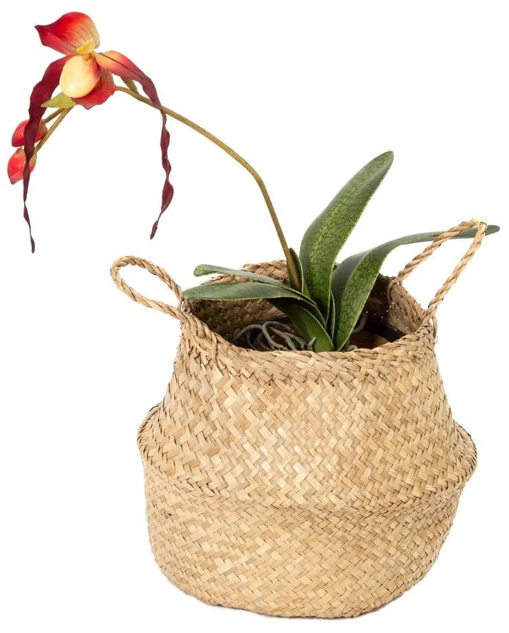 Svetlý úložný košík z morskej trávy Compactor, ⌀ 27 cm