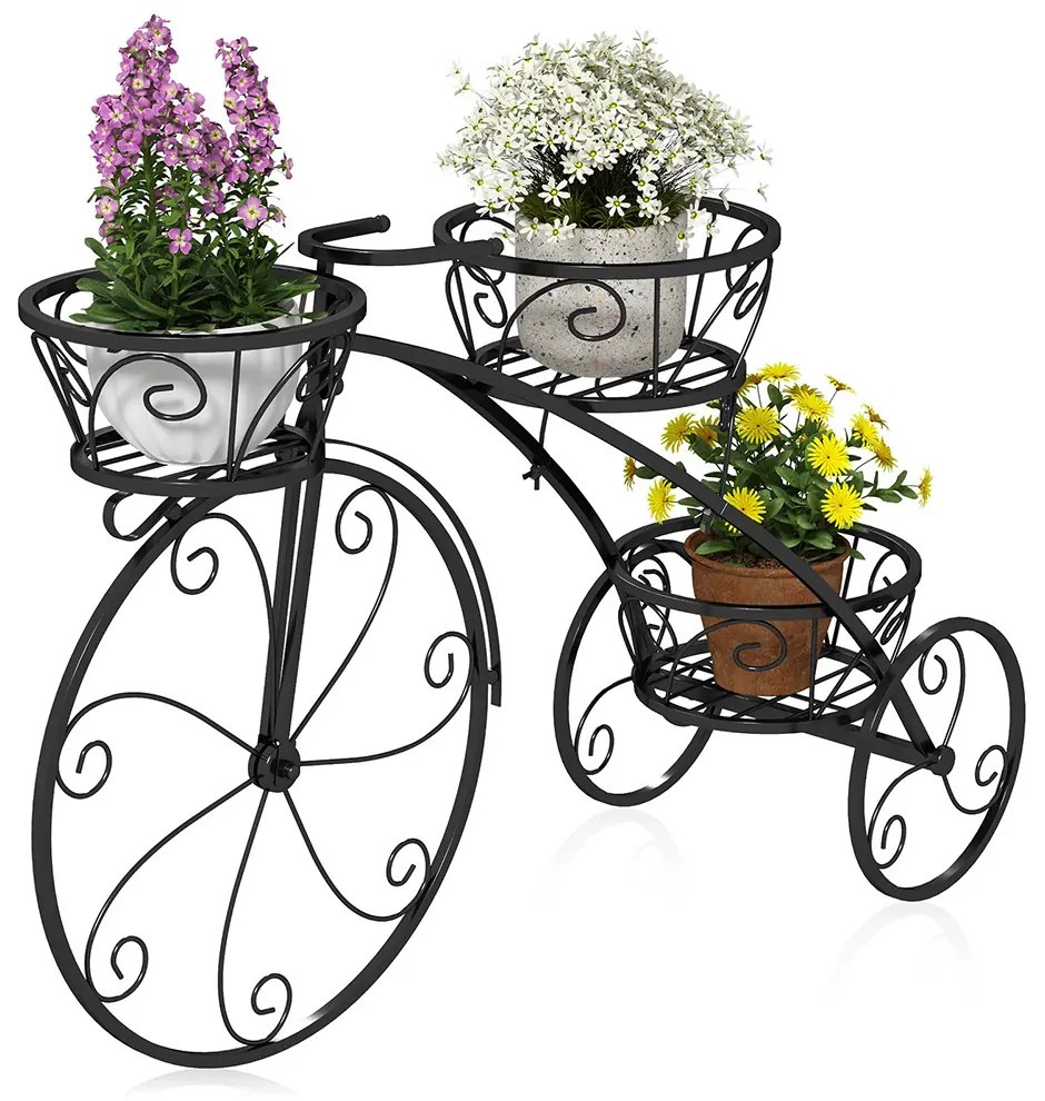 Kovový kvetináč v tvare bicykla