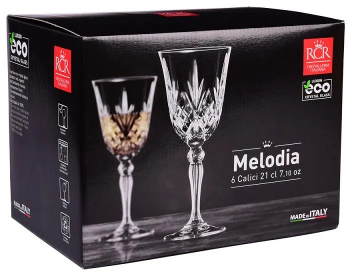RCR MELODIA POHÁR NA BIELE VÍNO 210ML SADA 6 KS