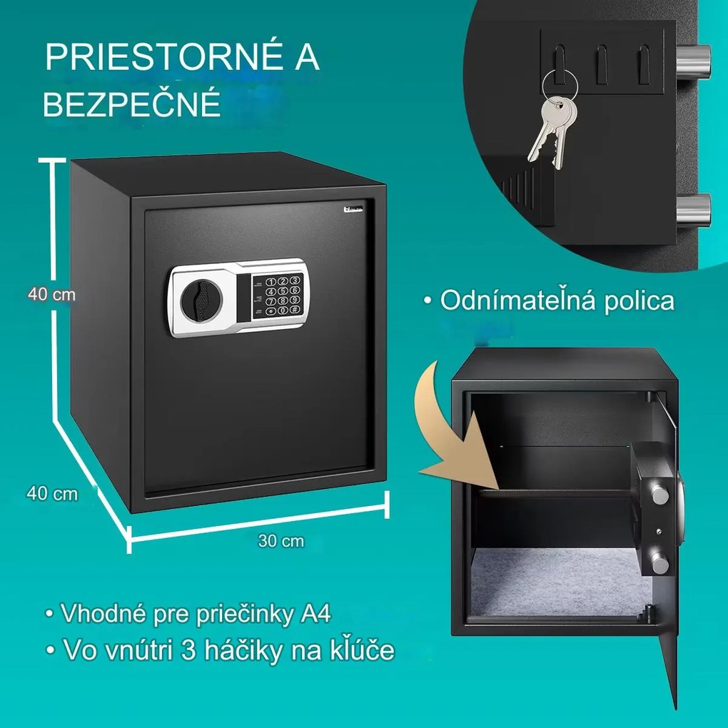InternetovaZahrada Bezpečnostný trezor Defer Plus - 35x40x40cm čierny