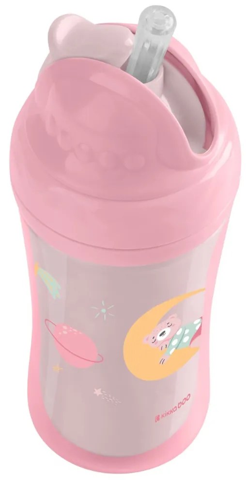 Hrnček so silikónovou slamkou 220ml 8m+ Moony me Pink