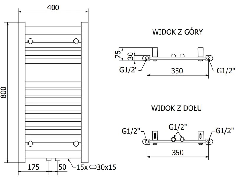 Mexen Hades, vykurovacie teleso 800x400 mm, 249 W, chrómová, W104-0800-400-00-01