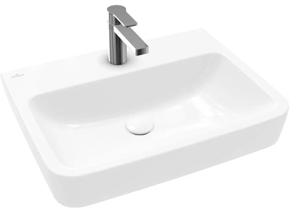 VILLEROY &amp; BOCH O.novo závesné umývadlo s otvorom, bez prepadu, 600 x 460 mm, biela alpská, s povrchom CeramicPlus, 4A4161R1