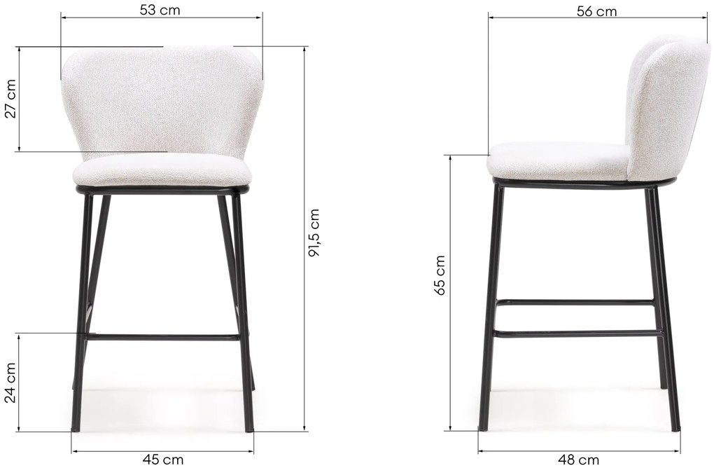 Barová židle Yasmin ecru/černá