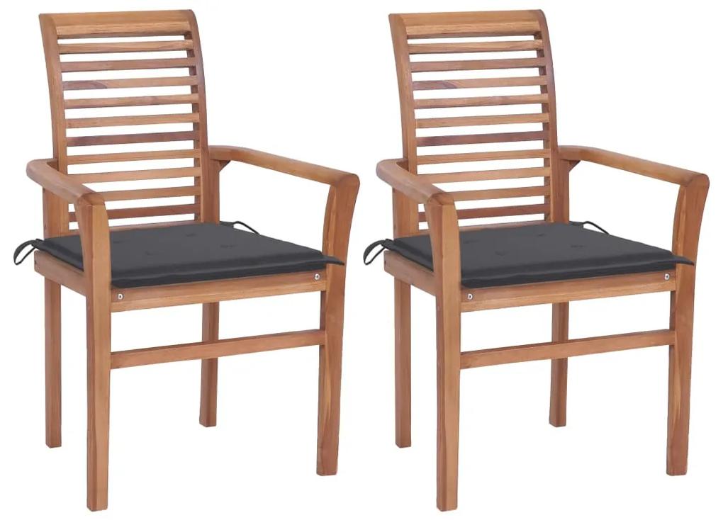 Jedálenské stoličky 2 ks antracitové podložky tíkový masív