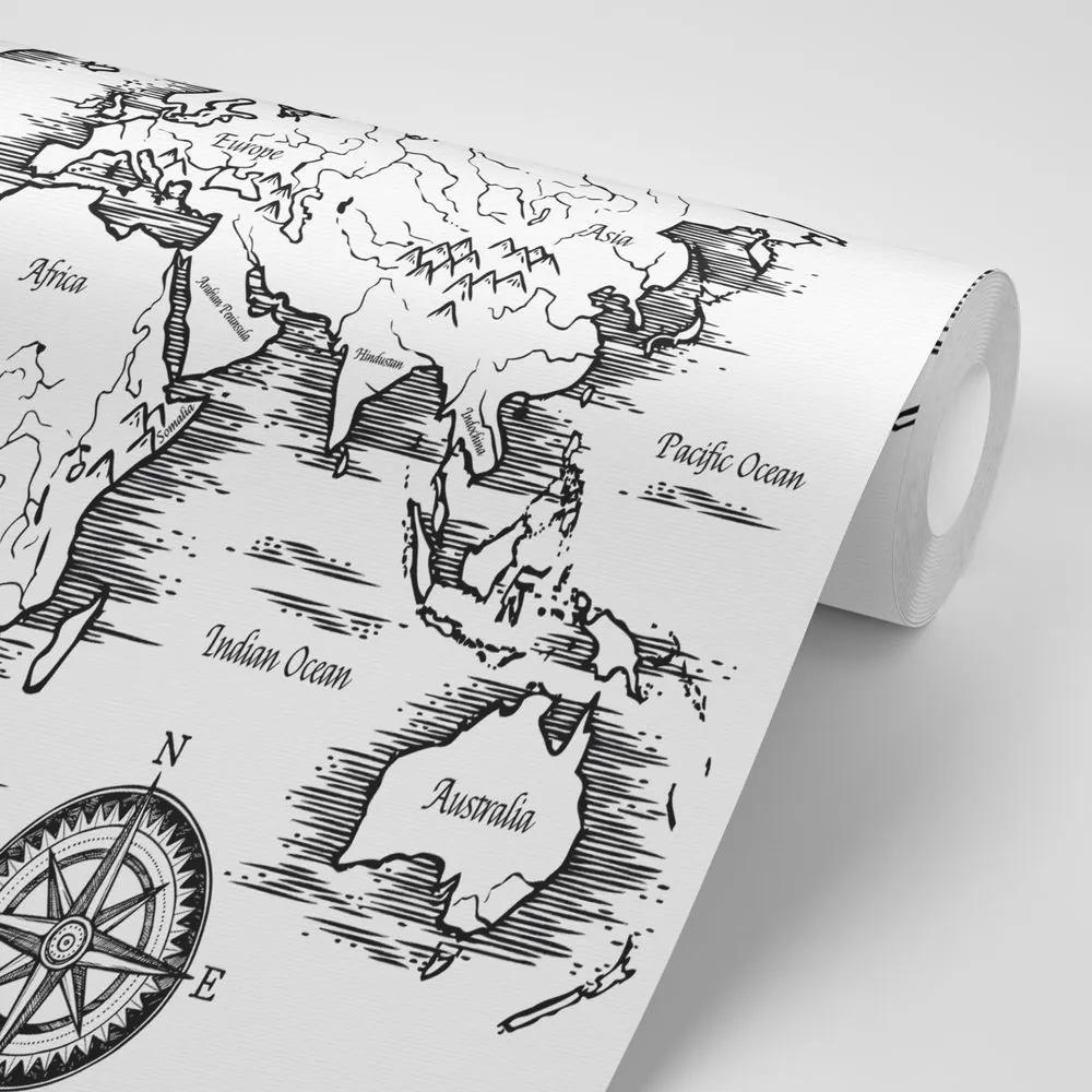 Samolepiaca tapeta mapa sveta v nádhernom prevedení - 375x250