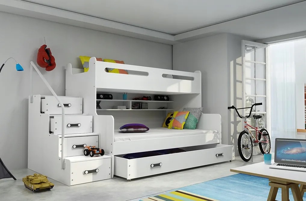Interbeds MAX 3 poschodová posteľ 200x120 + matrace biela 2025