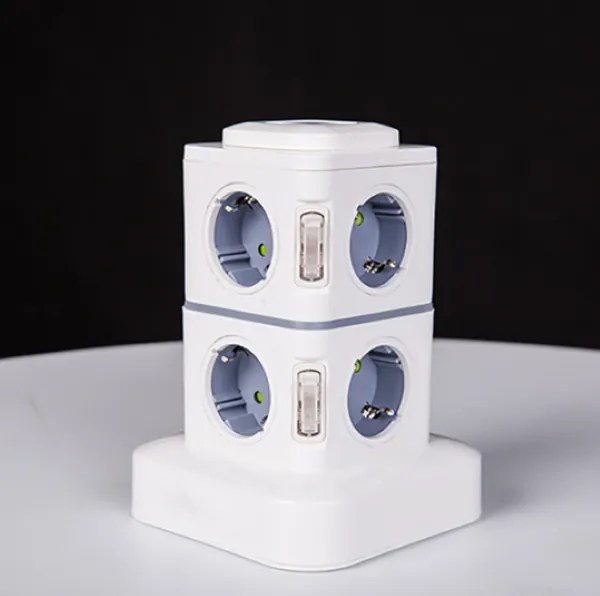 WELLHOX Zásuvkový stojan 8x230V a 2xUSB vstupmi výkonom max. 3000W