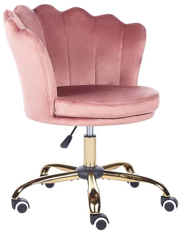 Zamatová kancelárska stolička ružová MONTICELLO II Beliani