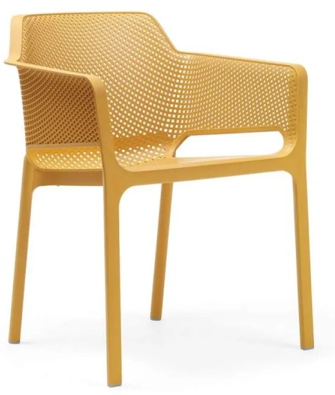 NET záhradná stolička s podrúčkami senape