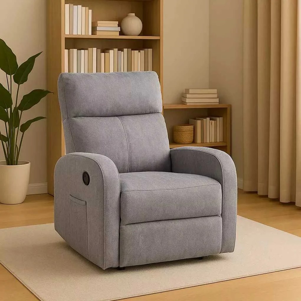 LuxuryForm DESIGN Televízne kreslo BRUNO otočné, hojdacie s polohovaním - šedé