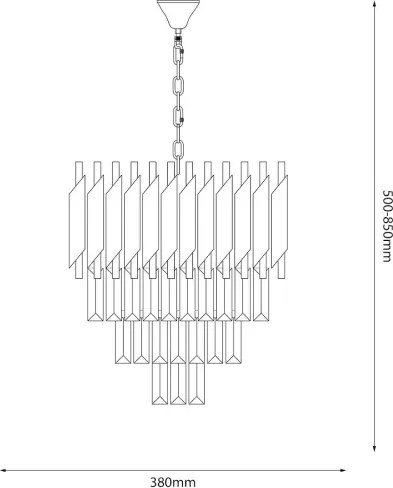 Luster na reťazi CRISTAL 5xE14/10W/230V, priemer 38 cm, čierna / matný chróm