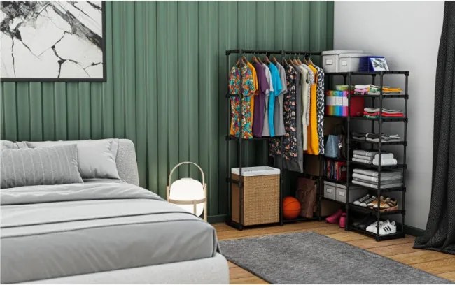 Otvorená šatníková skriňa Keeper 6.0 čierna