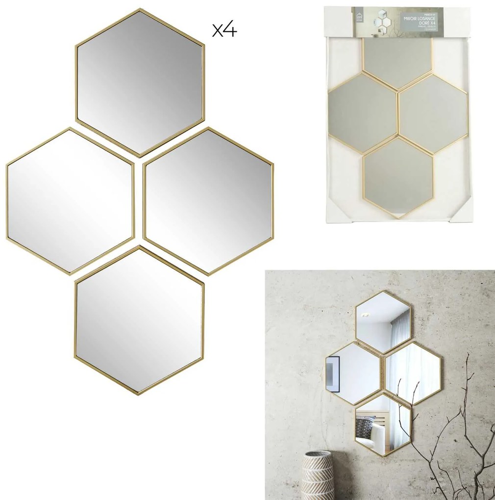 Zrkadlo Hexi, zlaté, sada 4ks