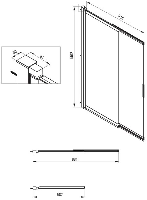 Deante Prizma, vaňová zástena 100x140 cm s posuvným, otáčavým krídlom, 5mm číre sklo, zlatý matný profil, DEA-KTJ_R73R