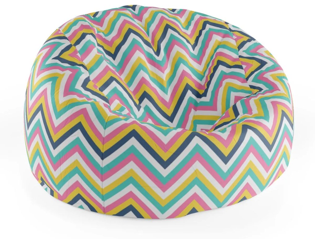 Sablio Sedací vak Cocoon Dúhové cikcaky - 75 x 45 x 35 cm