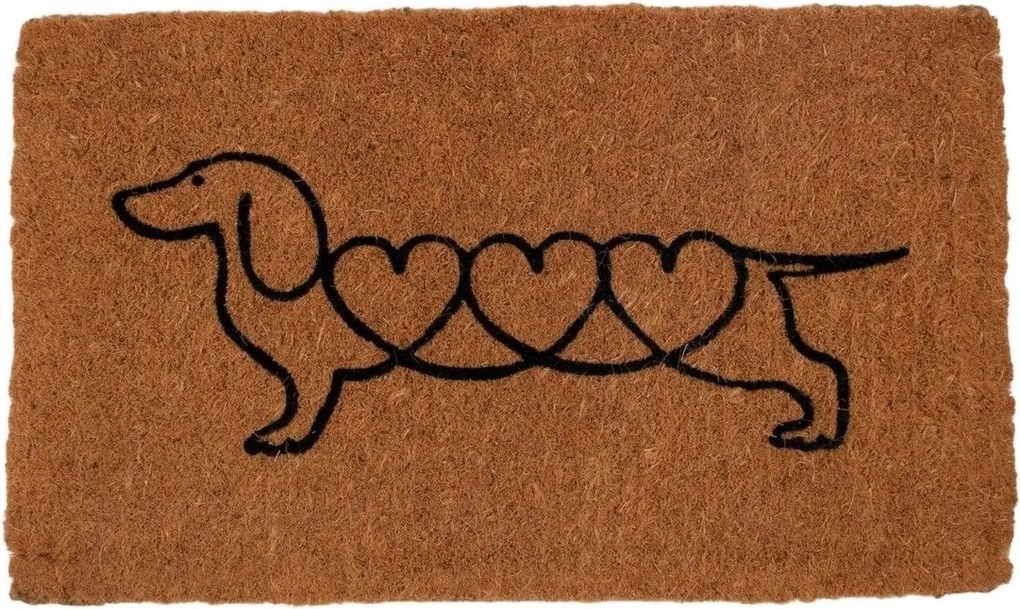Ručne vyrobená kokosová rohožka s jazvečíkom Dachshund – 75*45*4 cm
