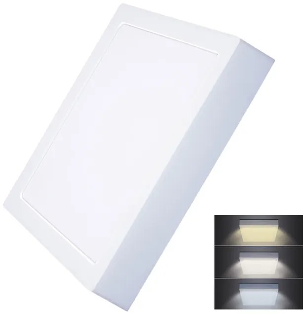 Solight WD175 Stropný mini panel LED 24W, 1800lm, 3000K/4000K,/6000K, štvorcový, IP20, biela