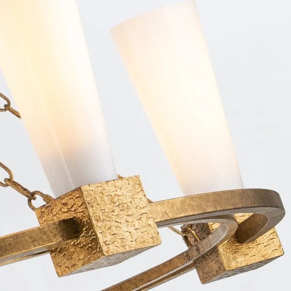 Elstead KRISTY5-DG-OPAL - Luster na tyči KRISTY 5xE27/40W/230V medený