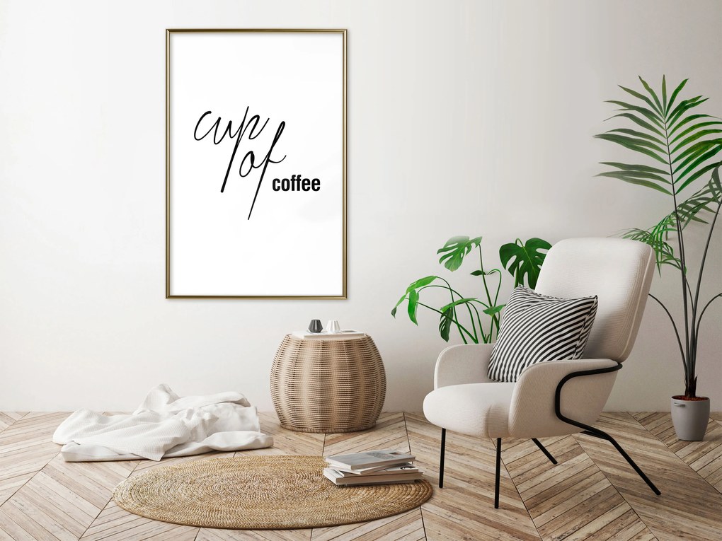 Artgeist Plagát - Cup of Coffee [Poster] Veľkosť: 40x60, Verzia: Zlatý rám s passe-partout