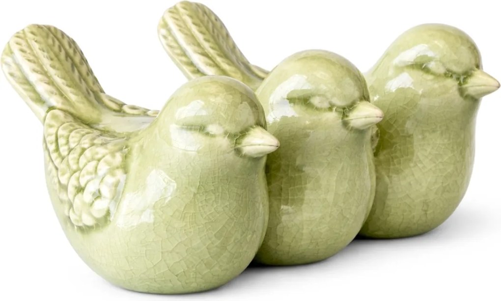 Jarná dekorácia CRAQUELE VTÁČIKY 19,5 cm - viac farieb Farba: Zelená