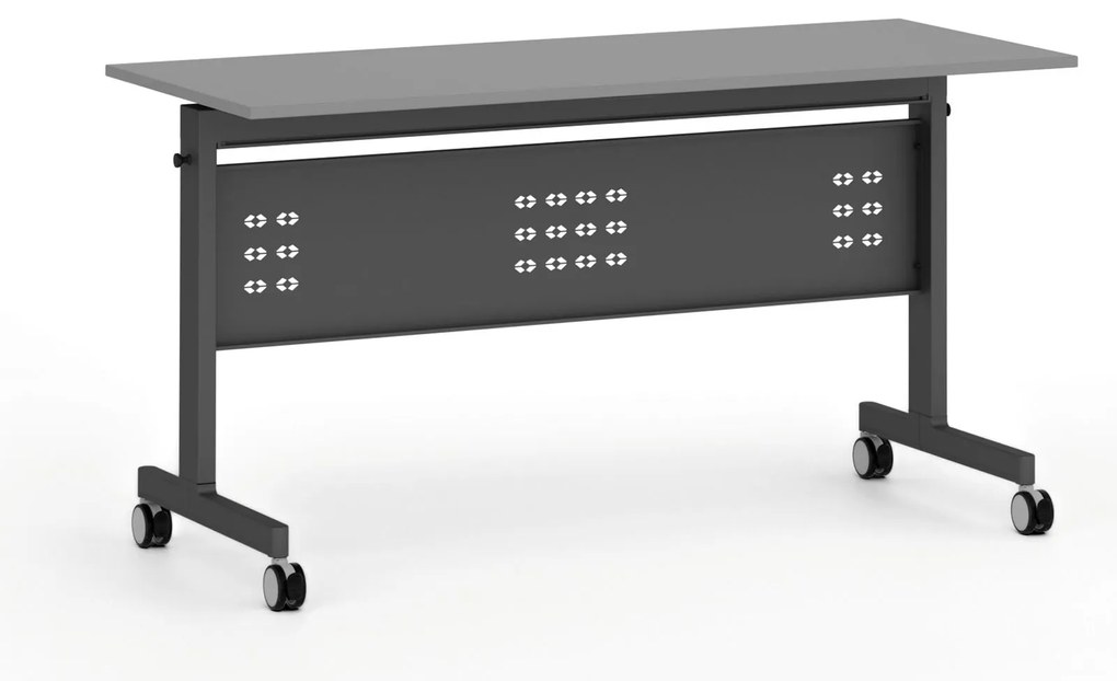 Mobilný stôl PRIMO MOBI, 140x60 cm, čierna podnož, grafit