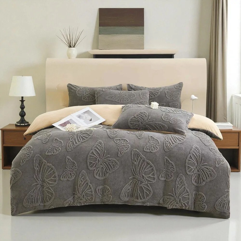 Jemné mikroplyš obliečky Homa EXCLUSIVE BROWNGREY 7-dielna sada 140x200 cm