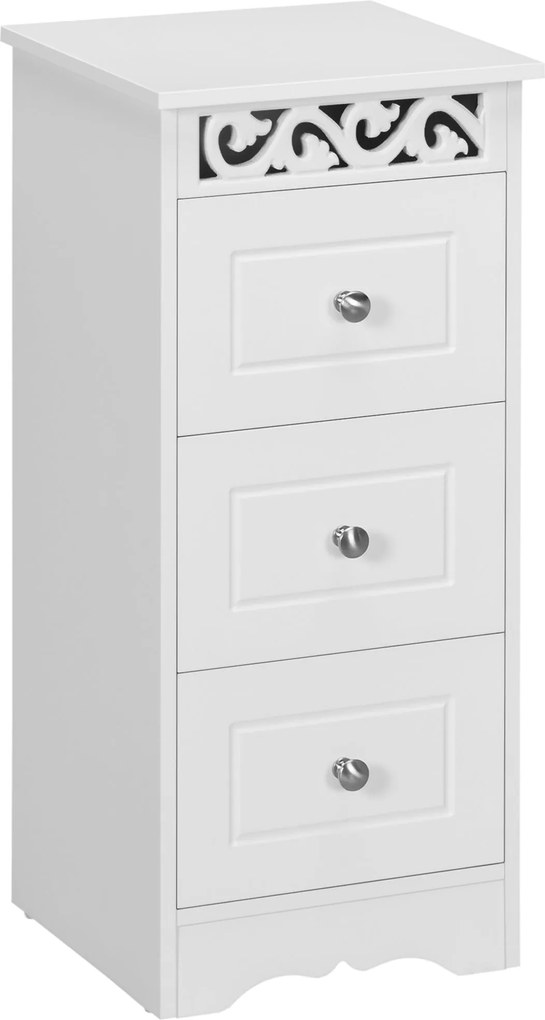 HOMCOM Biela Úložná Skriňa s 3 Šuplíkmi pre Kuchyňu, Jedáleň, Obývačku, Spálňu, Kúpeľňu 29.8x29.8x68.5 cm | Aosom