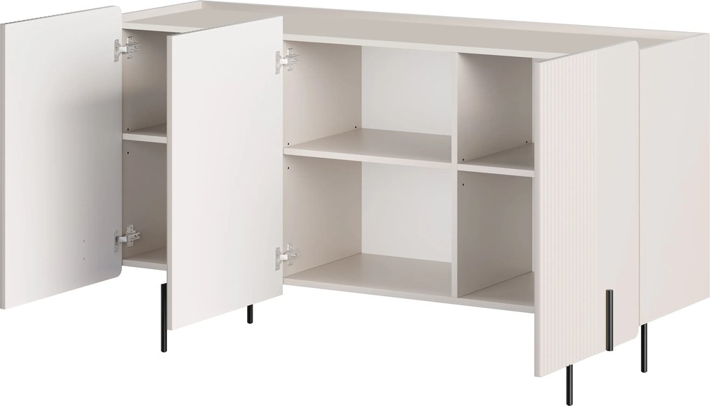 Komoda Malmi 150 cm trojdverová - kašmír / čierne nohy