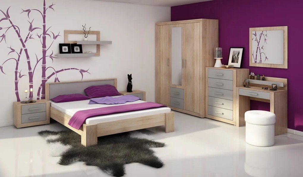 MEBLOCROSS Viki spálňa sonoma svetlá / biela