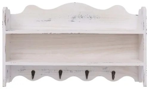 vidaXL Nástenný vešiak biely 50x10x30 cm drevený-