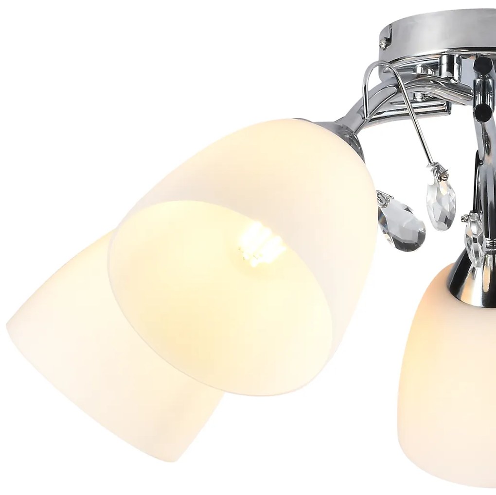 Stropné svietidlo Pireus, 5x biele sklenené tienidlo, ch