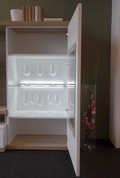 Obývacia stena Caracas Media, dub/biely lesk, s osvetlením