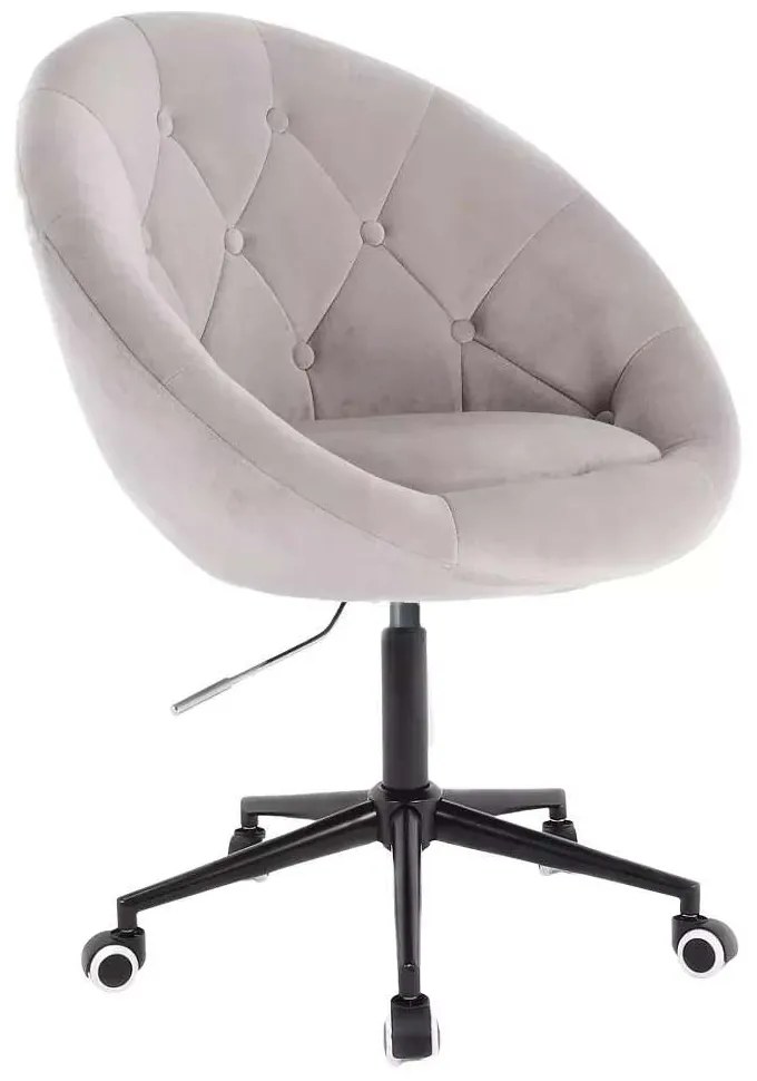 LuxuryForm DESIGN Kreslo VERA VELUR na čiernej podstave s kolieskami - svetlo šedé