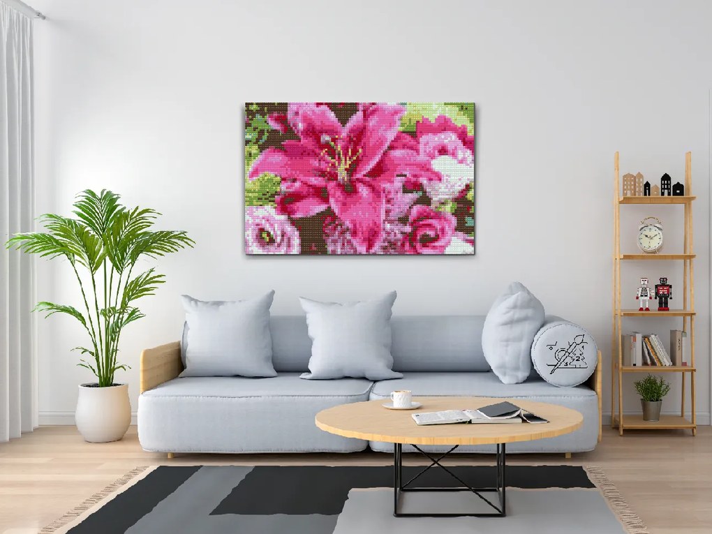 Gario Diamantové maľovanie Ľalia v pugete Rozmery: 80 x 120 cm, Rámovanie: S vnútorným rámom, Diamanty: Štvorcové
