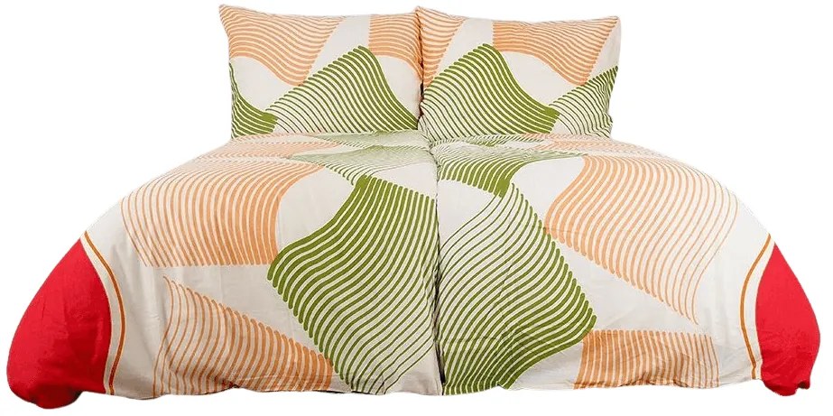 Bavlnené obliečky UNILO oranžovo-zelené Rozmer obliečky: 70 x 90 cm | 140 x 200 cm