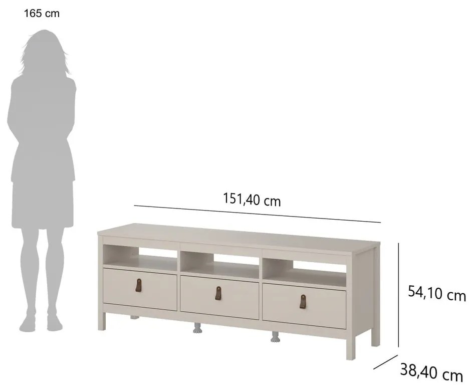 Sivobéžový TV stolík 151x54x38 cm Madrid – Tvilum